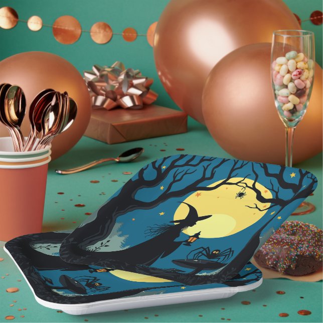 Plato De Papel Spiders, Toadstools and Witches (Multi)