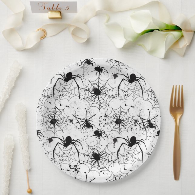 Plato De Papel Spiderweb Pattern Halloween  (Boda)
