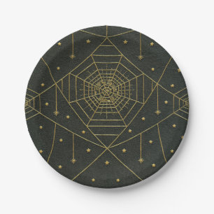 Plato De Papel Spiderweb spider star libro de cosecha de oro negr