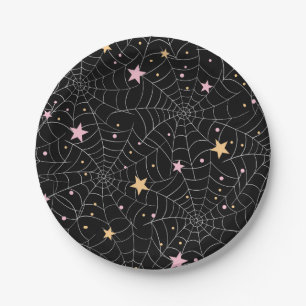 Plato De Papel Spiderwebs y Confetti Pastel Halloween