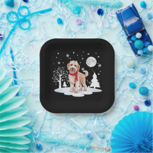Plato De Papel Spinone Italiano Bajo la Luz de la Luna Nieve Navi