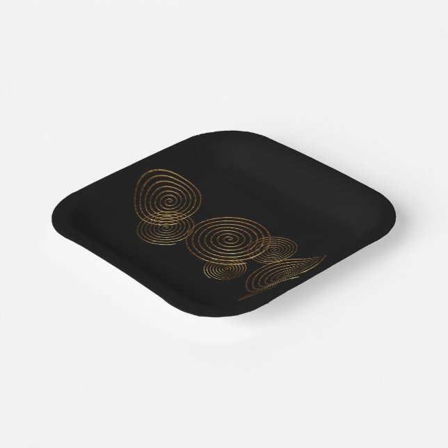 Plato De Papel Spiral Símbolo celta oro metálico (Angular)