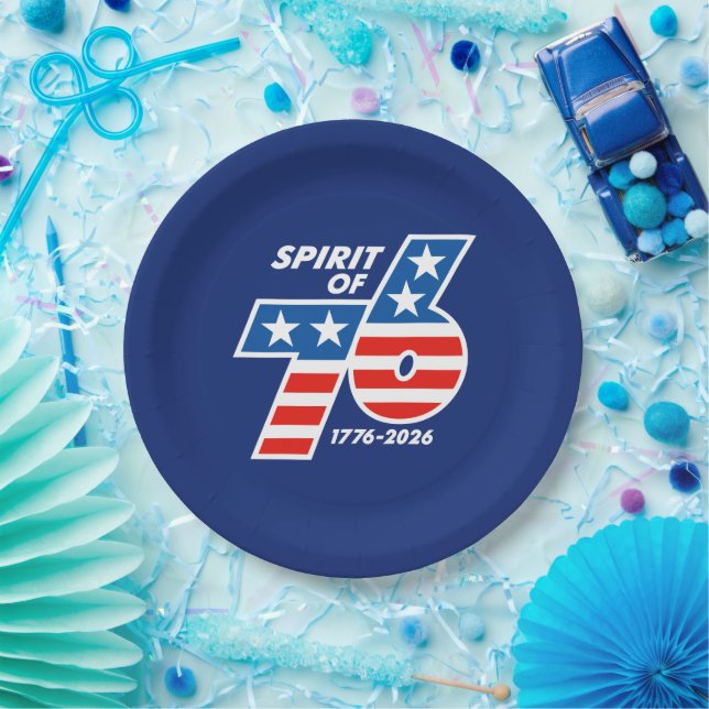 Plato De Papel Spirit of 76 - America's 250th Birthday 1776-2026 (Fiesta)