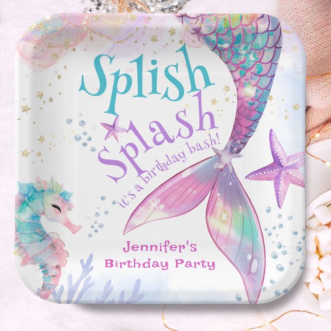 Plato De Papel Splash en la fiesta de cumpleaños de Sirena (Subido por el creador)