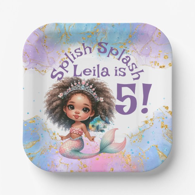 Plato De Papel Splish Splash Mermaid Fiesta Placas de papel (Anverso)