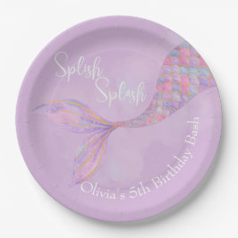 Plato De Papel Splish Splash Mermaid Placas de papel de cumpleaño