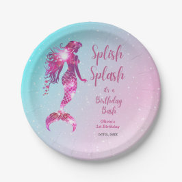 Plato De Papel Splish Splash Sirmaid Baby Girl Primer cumpleaños
