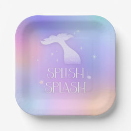 Plato De Papel Splish Splash Whimsical Sparkly Mermaid Cumpleaños
