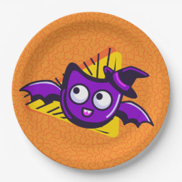 Plato De Papel Spooktacular Bats Halloween Plates - Orange