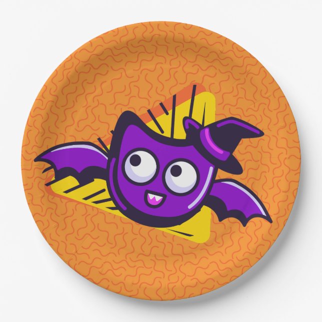 Plato De Papel Spooktacular Bats Halloween Plates - Orange (Anverso)