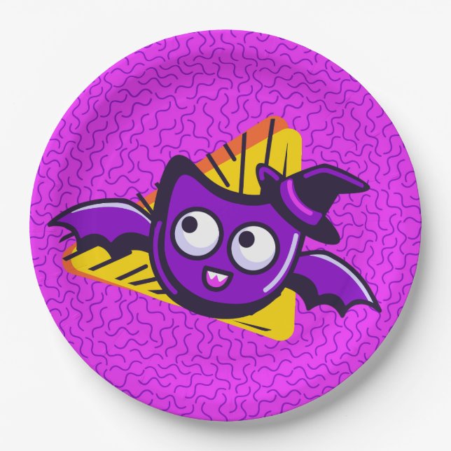 Plato De Papel Spooktacular Bats Halloween Plates - Purple (Anverso)