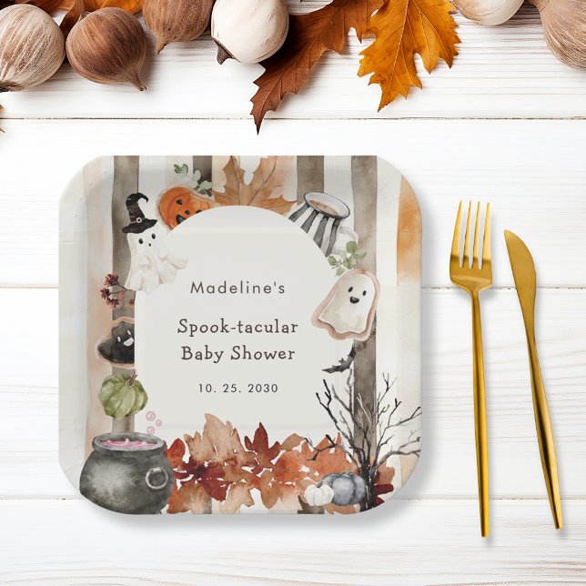 Plato De Papel Spooktacular Halloween Ghost Pumpkin Baby Shower (Subido por el creador)