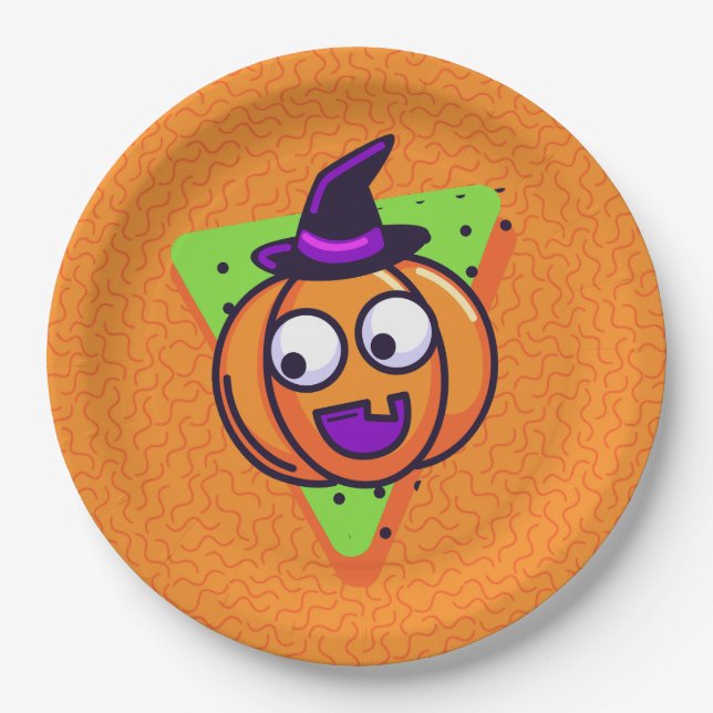 Plato De Papel Spooktacular Pumpkin Halloween Plates - Orange (Anverso)