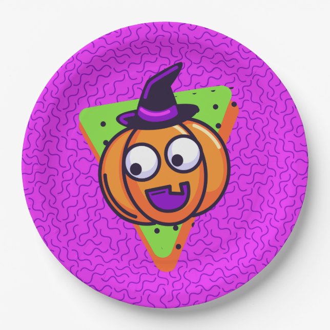 Plato De Papel Spooktacular Pumpkin Halloween Plates - Purple (Anverso)