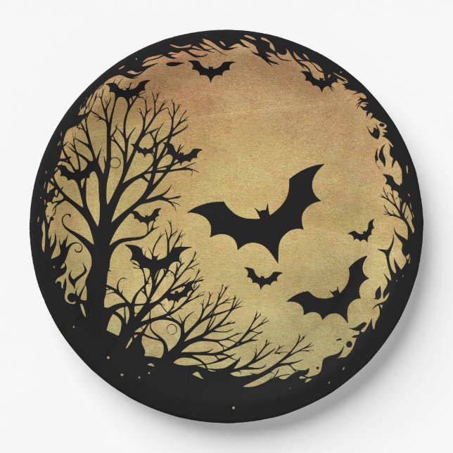 Plato De Papel Spooky Bat Moon (Anverso)