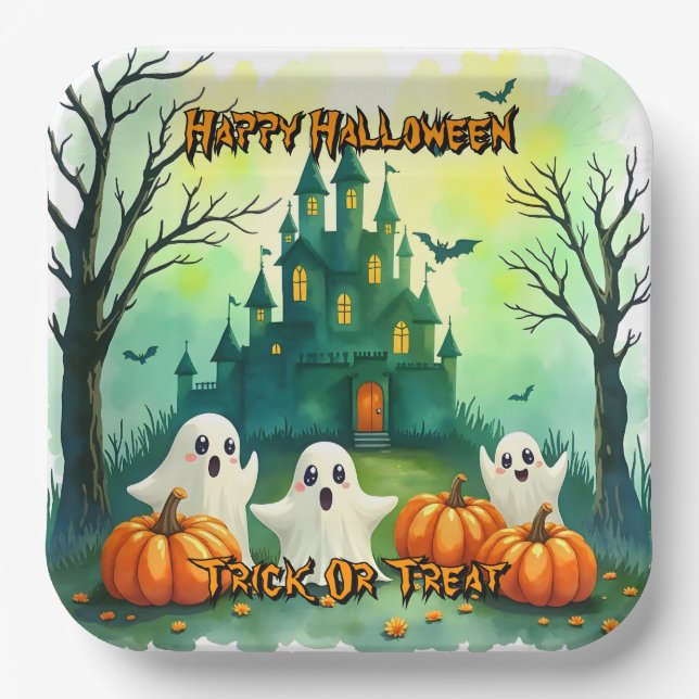 Plato De Papel Spooky Cute Popular Halloween Collection (Anverso)