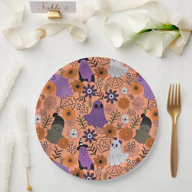 Plato De Papel Spooky floral (Boda)