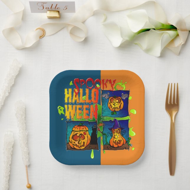 Plato De Papel Spooky Halloween (Boda)