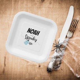 Plato De Papel Spooky One 1 Placas de cumpleaños Azul mínimo