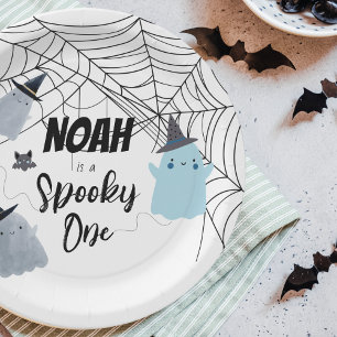Plato De Papel Spooky One 1 Placas de cumpleaños Fantasma azu