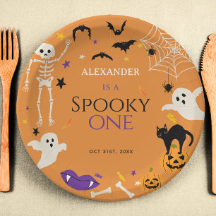 Plato De Papel Spooky One Halloween Cumpleaños 1er Naranja