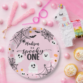 Plato De Papel Spooky One Pink Halloween Ghost