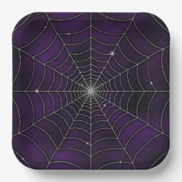 PLATO DE PAPEL SPOOKY PURPLE HALLOWEB SPIDER WEB
