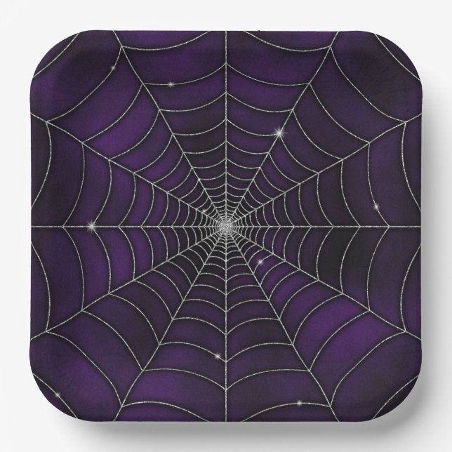 PLATO DE PAPEL SPOOKY PURPLE HALLOWEB SPIDER WEB (Anverso)