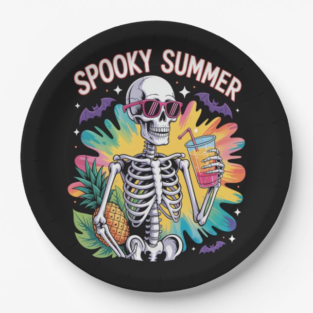 Plato De Papel Spooky Summer Beach Vacation (Anverso)