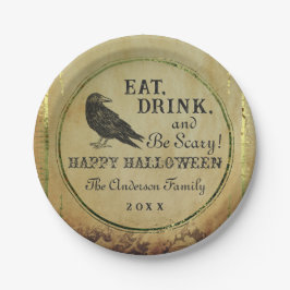 Plato De Papel Spooky Vintage Gothic Happy Halloween