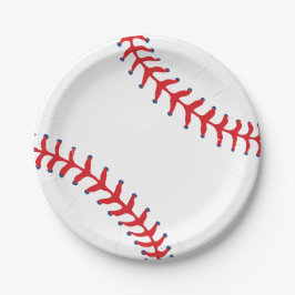 Plato De Papel Sporty-Baseball Clásico Rojo y Blanco Temático Dep