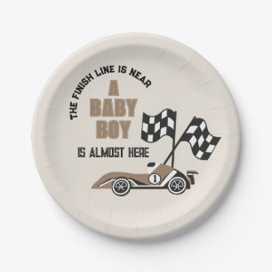 Plato De Papel Sporty Race Car Boy Baby Shower