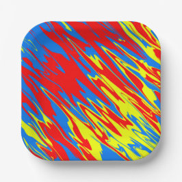 Plato De Papel Spray Paint Rojo Amarillo Azul