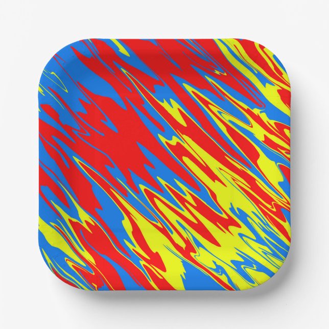 Plato De Papel Spray Paint Rojo Amarillo Azul (Anverso)