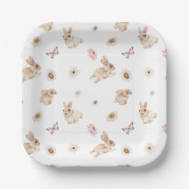 Plato De Papel Spring Floral Easter Bunny Baby Shower