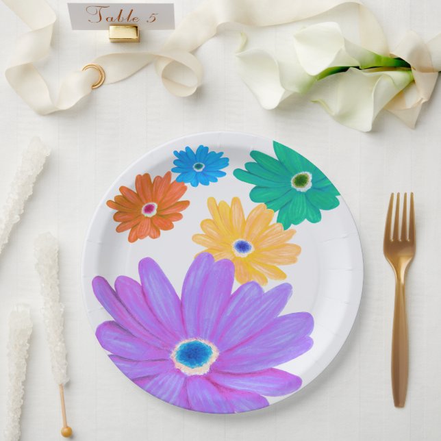 Plato De Papel Spring Flowers  (Boda)