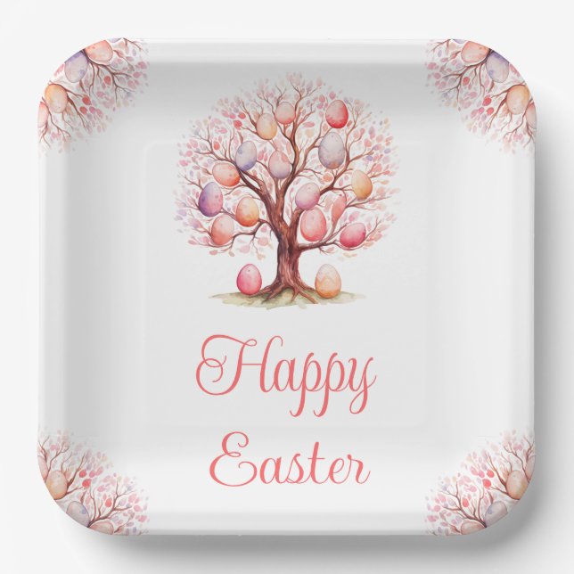 Plato De Papel Spring Tree Easter Egg Hunt (Anverso)
