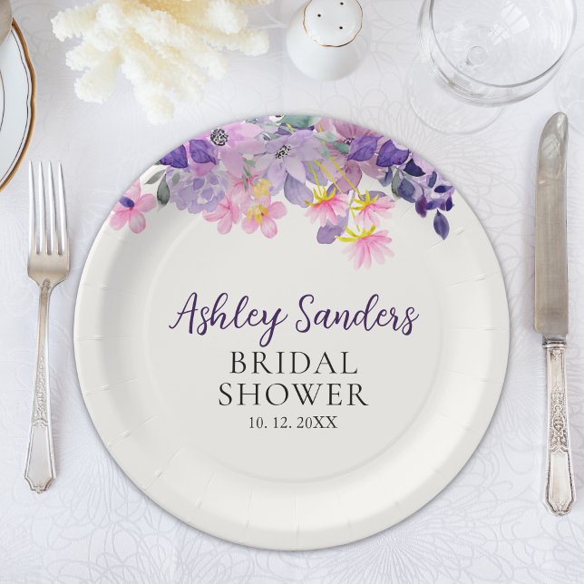 Plato De Papel Springtime Bridal Shower with Violet Blooms (Subido por el creador)