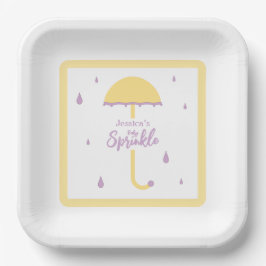 Plato De Papel Sprinkke Shower Cute paraguas | Amarillo y púrpura