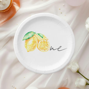 Plato De Papel Squeeze Lemon Citrus Summer Baby Primer Cumpleaños