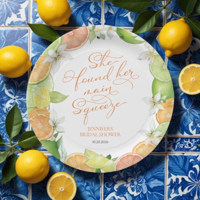 Plato De Papel Squeeze Principal | Ducha nupcial floral de Citrus (Subido por el creador)