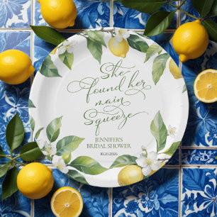 Plato De Papel Squeeze Principal Lemon Mediterranean Bridal Sho