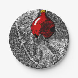 Plato De Papel Squirrel in Christmas Tree