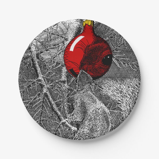 Plato De Papel Squirrel in Christmas Tree (Anverso)