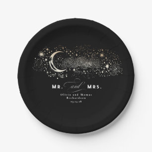 Plato De Papel Sr. Celestial Black y Sra. Boda
