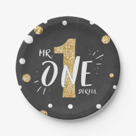 Plato De Papel Sr. Onemaravilloso Fiesta Papel Plates Boy Black G