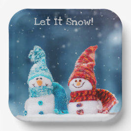 Plato De Papel Sr. y las placas de papel de la Sra. Snowman Perso