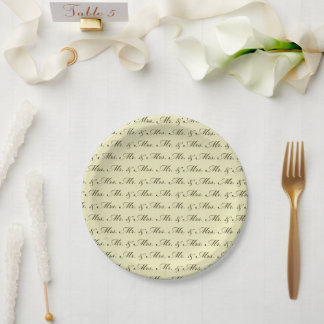 Plato De Papel Sr. y Sra. Boda elegante novia y novio