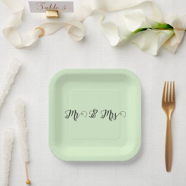 Plato De Papel Sr. y Sra. Green (Boda)