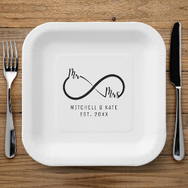 Plato De Papel Sr. y Sra. Infinity Symbol Boda
